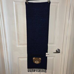 Moschino Teddy Bear-Embroidered Wool Scarf - Blue (Unisex)
